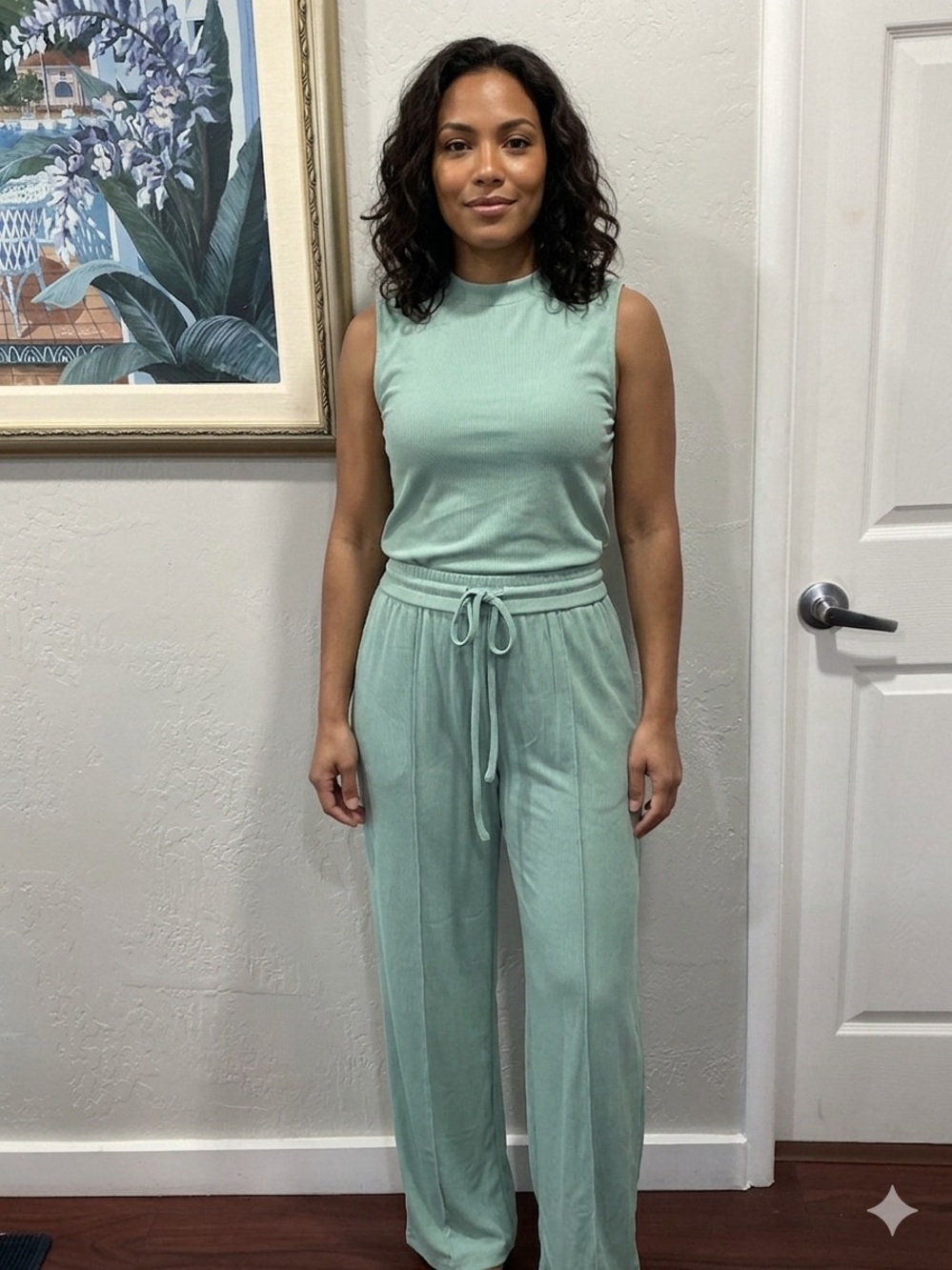 Sleeveless Wide-Leg Jumpsuit in Mint Green - Brand Unspecified